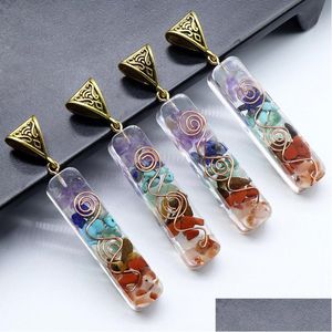 Pendant Necklaces Orgonite Chakela Ogan Seven Chakra Necklace Crystal Semiprecious Stone Gravel Meditation Sevens Chakras Pe Dhgarden Dhsjz