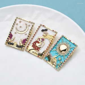 Brooches Wuli&baby Famous Picture Enamel For Women Men 3 Design Sun Moon Lady Po Brooch Pins Gifts