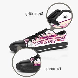 män kvinnor diy anpassade skor låg topp canvas skateboard sneakers trippel svart anpassning uv tryck sport sneakers shizi 169-3