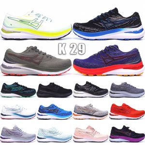 Topp Gel-K29 Herr Dam Marathon Löparskor 29s Designer Triple Black Electric Blue Mantle Grön Cherry Tomato New Leaf Outdoor Sneakers Storlek 36-45