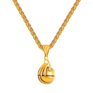 Pendant Necklaces Collare Ball Stainless Steel Gold Color Hand Basketball Necklace Women Sport Gym & Pendants Men Jewelry P807