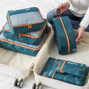 Sacos de armazenamento Viajar 7pcs/Conjunto de roupas portáteis à prova d'água Tidy Pouch Packing Conjunto de bagagem Organizador