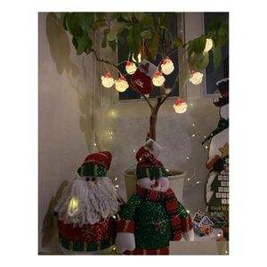 クリスマスの装飾クリスマスデコレーションツリー10/20pcs LED SNOWMAN GARLAND STRING LIGHT MERRY FOR HOM