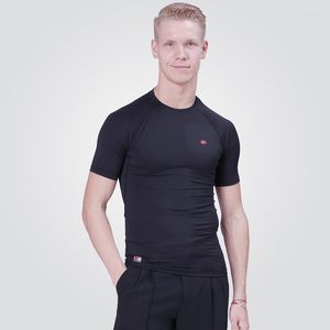 Stage Wear Latin Dance Tops For Men Black Dancer Stroje Krótkie rękaw