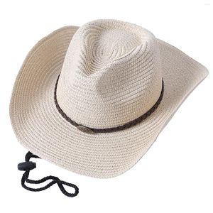 Boinas homens homens palha chapéu de cowboy ocidental cinturão solar strapa ajustável ao ar livre praia casual casual