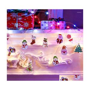 Dekoracje świąteczne Dekoracje świąteczne 10 stóp 20 LED Snowman Tree Tree Garland Light Light Skarpetki trzciny śnieżnej DHZ7I