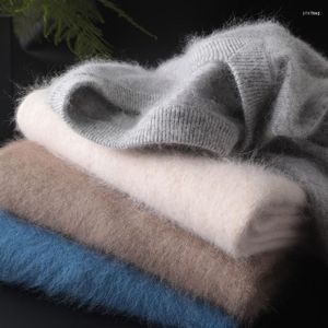 Suéter Masculino Zocept Masculino Inverno Masculino Mink Cashmere Suéter Cor Sólida Decote em V Pulôver de Malha Casual Masculino Manga Longa Grossa