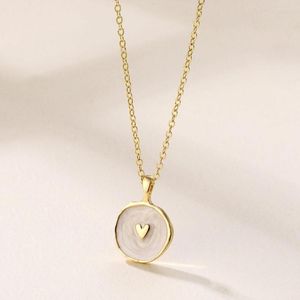 Anhänger Halsketten Modische geometrische runde Damen Halskette herzförmige Schlüsselbeinkette Großhandel koreanischer Schmuck Party Geschenk