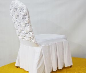 Stol täcker 50st vita eleganta veckade spandex rosblomma kjolar swag botten stretch rosett för bröllop