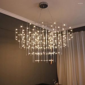 Chandeliers Post-modern All Over The Sky Star Firefly Chandelier Lighting Living Room Duplex Villa Exhibition Hall Cube Ceiling