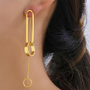 Dangle Earrings Luxury Gold Plating Color Ins Personality Long Circle Ear Ring High Quality Atmospheric Light Earring