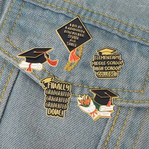 Brooches Graduation Hat Enamel Pin Personalized Brooch Denim Backpack Lapel Badge Cartoon Jewelry Gift For Student Friends