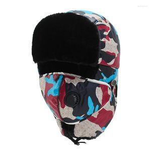 BERETS CLASSIC Fleece Earmuffs Hat Trapper Thermal Neck Warm Russian Hats With Mask Ushanka