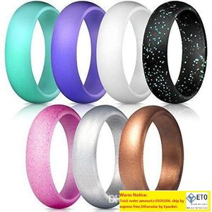 3pcLot 8mm Food Grade FDA Silikon Ring Hypoallergen Crossfit Flexible Camouflage Gummi Finger Ringe Für Männer