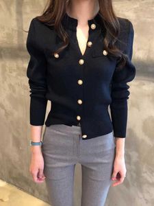 Kvinnors tröjor JMPRS Fashion Women Vest Sweater Spring Sticke Long Sleeve Short Jacket Casual Single Breasted Korean Slim Chic Ladies Top J220915