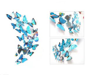 12PCS 3D Butterfly Wall Stake PVC Symulacja stereoskopowa motyl-mural naklejka------------Magnes Magness Magnes w dziedziniec dekoracje domu sn340