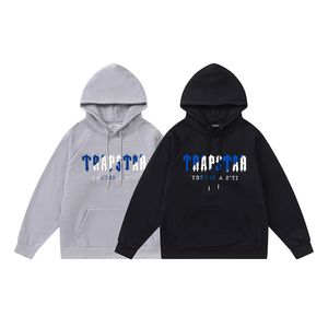 Män trackdräkt Trapstar London kostym Chenille avkodad hoodie -träningsdräkt som dammar blå kvinnor broderad jacka shorts