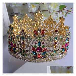 Düğün Saç Takı Vintage Barok Gelin Tiaras Aksesuarları Altın/Sierf Crystals Prenses Meşber Çarpıcı Düğün Dhgarden Dhjd1