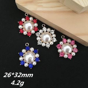 Kolye Kolye Varış 30 PCS 26 32mm Kristal Rhinestone İnci Döşemeli Ayçiçeği DIY Takı Bulguları Süsleme Aksesuar Kolye kolyeleri