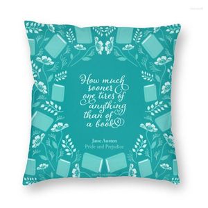 Pillow Nordic Jane Austen Pride And Prejudice Teal Floral Quote Cover Floor Case For Car Fashion Pillowcase Home Decor