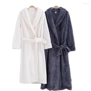 Men's Sleepwear Autumn Winter Couple Towel Robe Thick Warm Flannel Pajamas Waffle Bathrobe Men Dressing Gown Couples Matching Kimono