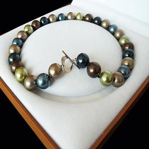 Vackra smycken sällsynta enorma 12mm äkta South Sea Multicolors Shell Pearl Necklace 18 ''