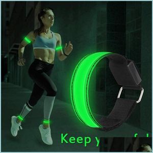 Diğer Etkinlik Partisi Malzemeleri Parti Malzemeleri Kol Kemeri Bisiklet LED kol bandı Işık Güvenlik Sporları Yansıtıcı Kemerler Kayış Snap Wrap Band 113 Dhzof