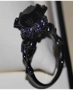 Victoria Wieck Cool Vintage Jewelry kt Black Gold rempli noir AAA CUBIC Zirconia Femmes Mariage Skull Band Ring Gift Size511