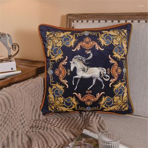 枕ヨーロッパの贅沢ベルベットカバーホースネイビーブラウン装飾枕の装飾ホームソファスロー45 45/50 50