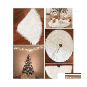 Juldekorationer Juldekorationer 1 st White Plush Tree kjol F￶r f￶rkl￤den Matt f￶r hem ￅr Xmas Decor Drop Delivery Garden F Dhuoc