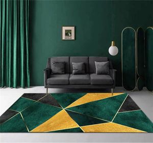 Tappeti tappeti verde giallo nero di lusso con motivo geometico per soggiorno tavolino da caffè grande tappetino da cucina in velluto antislip3103256