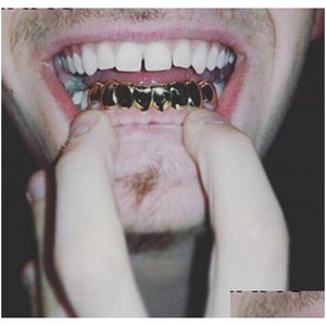 Złote zęby Braces punkowy hip hop mticolor diamond niestandardowy dolny Grillz Dental Mouth Fang Grills Cap V Cap v