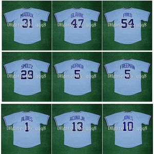 College Baseball Wears Vintage 1982 Atlanta Baseball Jersey Chipper Jones Ronald Acuna Jr. Tom Glavine Greg 31 Maddux Max Fried John Smoltz Bob Horner Freddie