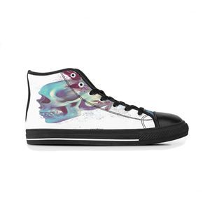 DIY Custom Shoes Classic Canvas Skateboard Casual принять тройной черной настройки UV Print