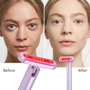 Home Beauty Instrument 4 in 1 Red Light Therapy Skincare Tool For Face Neck EMS Microcurrent Massage Anti-Aging Skin Tightening Wand 221124