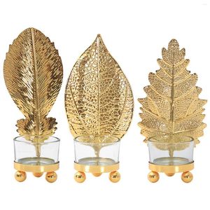 Candle Holders European Metal Leaf Design Holder Stand Candlestick Romantic Candlelight Desktop Pillar Stick For Dinner Table Decoration