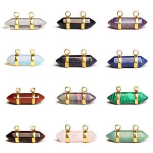 Pendant Necklaces Crystal Necklace Pendant Set Hexagonal Gemstone Shape Healing Chakra Pointed For Jewelry Making Charms Wom Dhgarden Dhngf