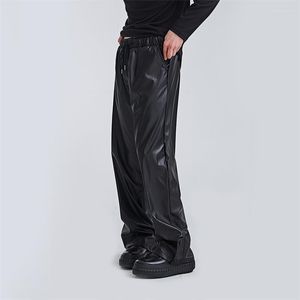 Pantaloni da uomo Pantaloni da lavoro impermeabili in pelle PU da uomo sciolti Motocicletta Large Casual