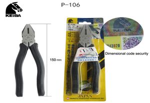 Original Japan KEIBA Brand Vise P106 150mm 6 Inch Electrical Flat Nose Locking Pliers for Cutting Crimping Clamping Tools