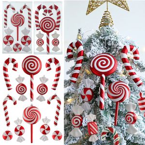 Decorações de Natal Mix Bonito Xmas Candy Canes Pirulito Árvore Bolas Ornamento Pendurado Decoração de Casa Navidad Natal Noel Decor 221123