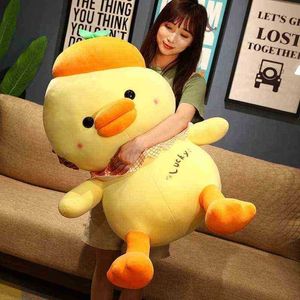 Creative 3070cm Giant Kawaii Yellow Duck Plush Toys Ldren Christmas Gifts vackra barn sömniga Sussen Pop J220729