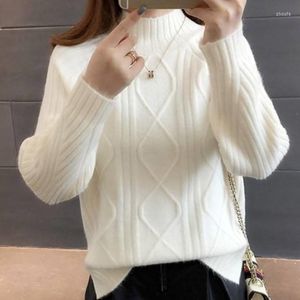 Women's Sweaters Half Turtleneck Pullover Cashmere Sweater Women 2022 Autumn Winter Basic Warm Jumper Pull Femme Hiver Embossing Knitted
