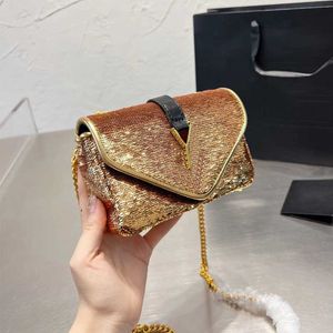 Evening Bags blingbling Vintage Designer Bag purse Woman Shoulder chain bag Luxury Sequin envelope Handbag Women Underarm wallet 220920