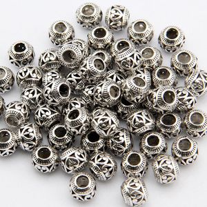 100 teile/los 11mm Antike Silber Legierung Geschnitzte Perlen Metall Liebe Geformt Große Loch Hohl Spacer Schmuck Machen Liefert Großhandel