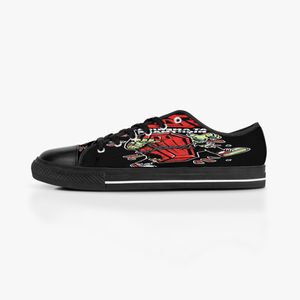 uomo donna scarpe personalizzate fai-da-te low top Canvas Sneakers da skateboard tripla personalizzazione nera Sneakers sportive con stampa UV dongwu 181-1