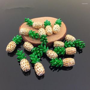 Pendant Necklaces 50PCs 19 22MM 3D Fruit Pinapple Shape Enamel Alloy Charms DIY Jewelry Findings Oil Drop Metal Charm Craft