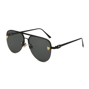 Designer Sunglasses For Men Luxury Cool Driving Pilot Cheetah Half frame Double Cross Beam Sunglaees