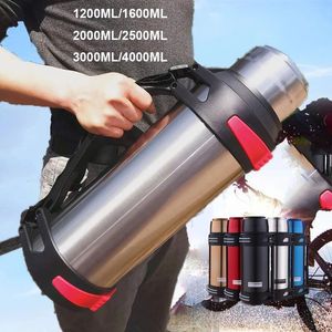 water bottle 12004000ML Large Thermos Bottle Vacuum Flasks Stainless Steel Insulated Water Thermal Cup With Strap 48 Hours Insalation 221125