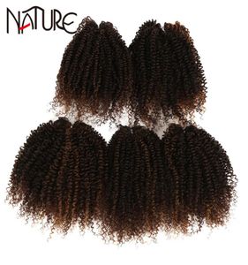 Nature Short African Hair Synthetic Weave Afro Kinky Curly Hair Bundles Black Blonde 8 Inch 5 PCS Hair Extensions 220216