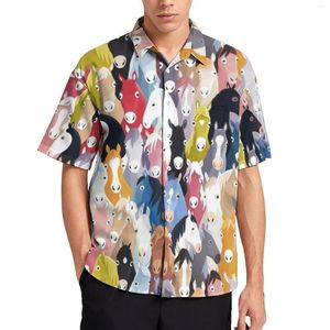 Men's Casual Shirts Multicolor Funny Horse Summer Shirt Neigh Colorful Cute Horses Man Novelty Blouses Short Sleeve